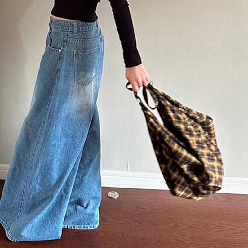 Vintage Karomuster Große Kapazität Trendiger Lässiger Tragetaschen-Rucksack Vielseitige Handtasche Übergroße Canvas Achseltasche Schottischer Stil