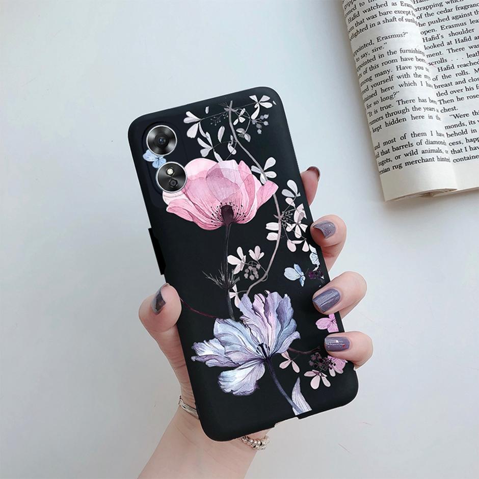 For OPPO A17 Phone Case CPH2477 Flower Butterfly Casing TPU Soft Silicone Back Cover for Oppo A17 A 17 Shell OppoA17 Bumper Capa