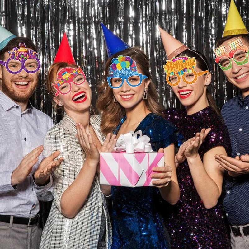Paper Birthday Party Glasses Decorative Props Kids Adult Celebration Costume Accessory Fun Photo Booth Prop