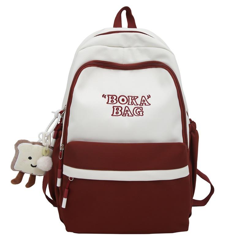 

Женский рюкзак с цветными блоками, школьный рюкзак большой вместимости для студентов с буквенным принтом красный