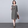 2025 Retro Floral Loose Fit Dress for Women - Spring & Autumn, Round Neck, Perfect for Middle-Aged Mothers
