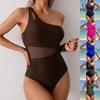 Traje de baño nuevo 2025 Femenino Sexy Hombro Malla Bikini de una pieza Traje de baño Bikini Spot