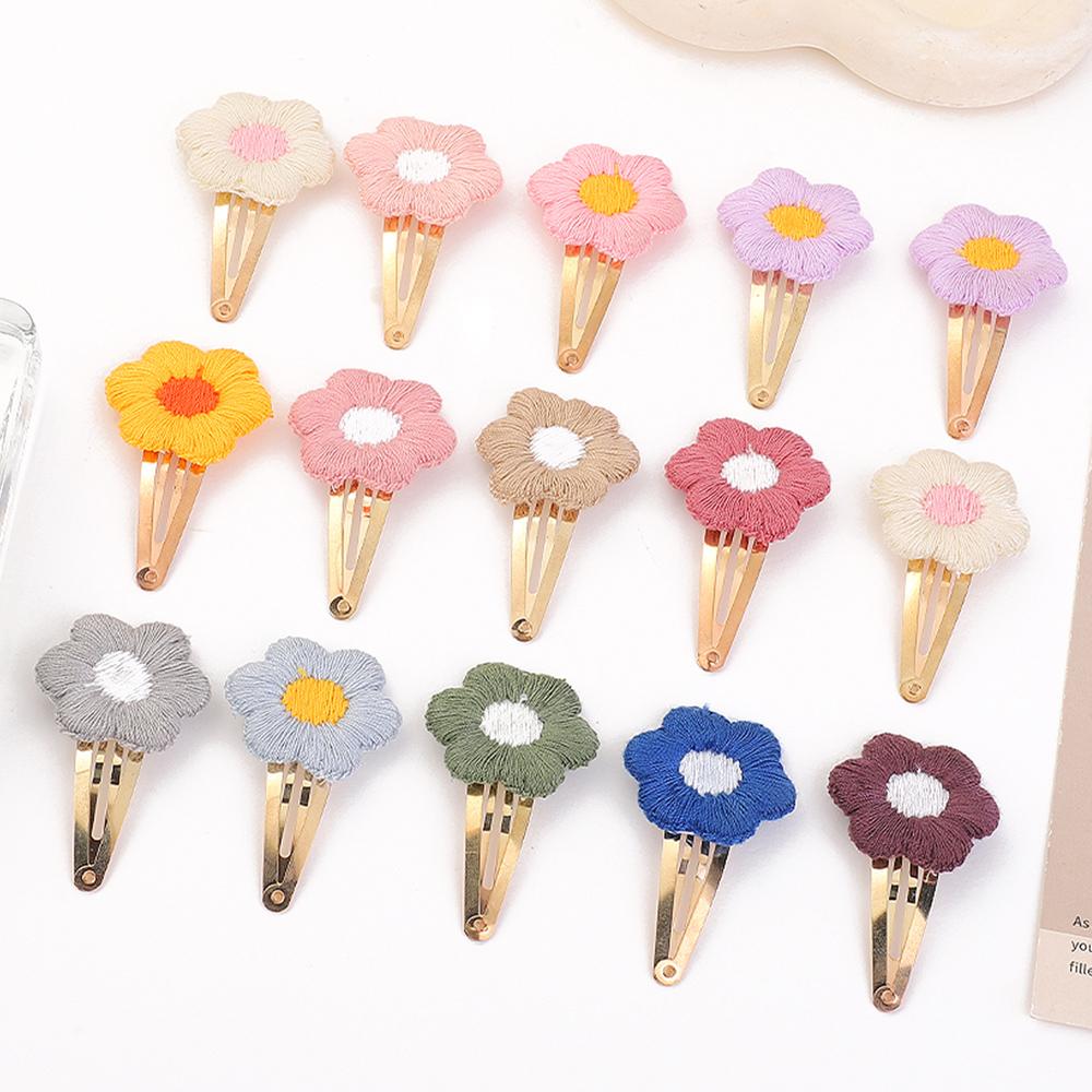 2 Stück/Los Stickerei Blume Haarnadeln Kinder Blume Haarspangen Süße Mädchen Baby Haarschmuck Vintage Haarnadeln Haarspangen