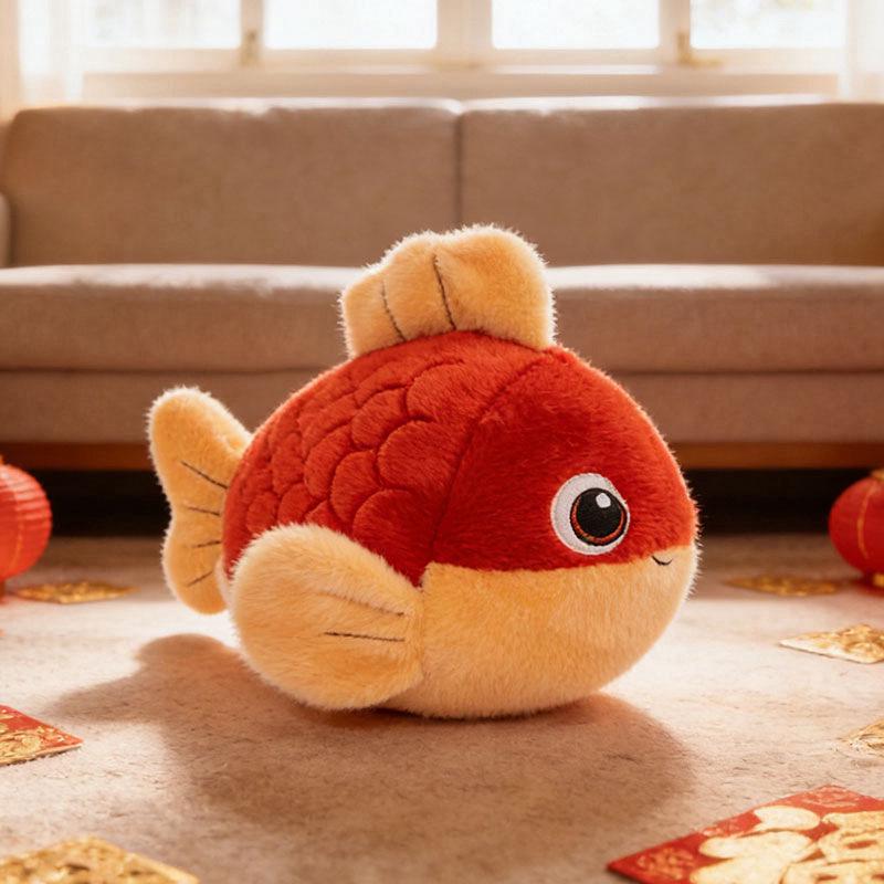 Year of Abundance: Lucky Red Koi Fish Plush - Cute Goldfish Doll for New Year 13cm Pendant (0.03kg)