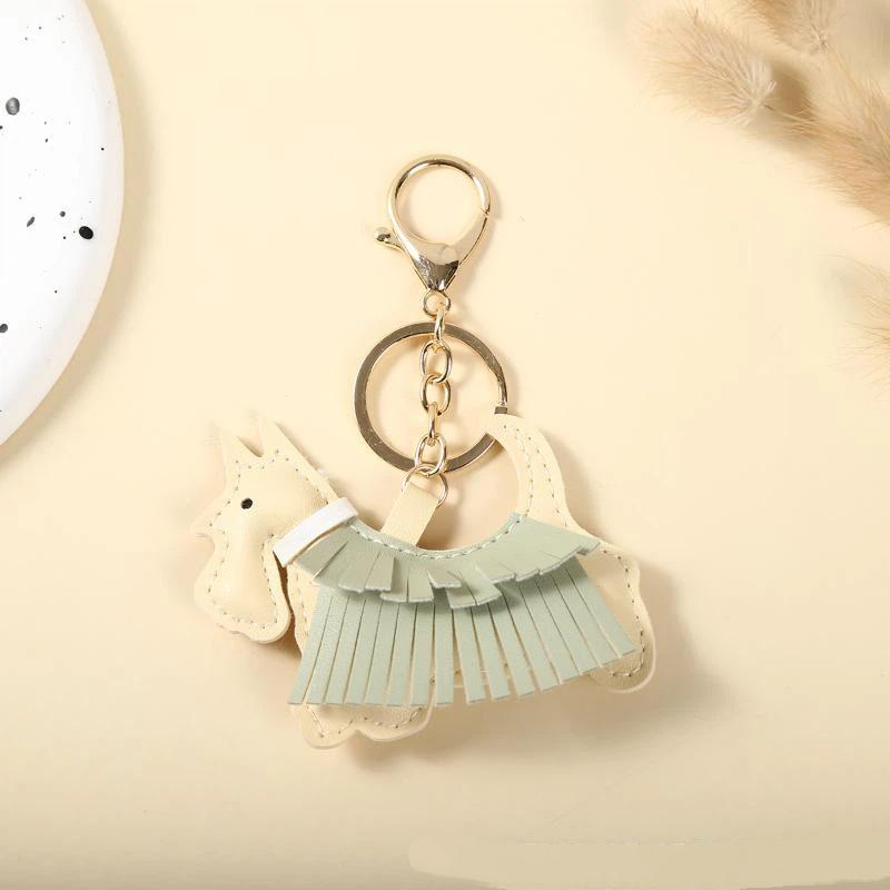Trendy Pu Leather Schnauzer Bag Charm With Tassel Fringe Unique Car/Bag Accessory/Cute Ornament For Dog Lovers