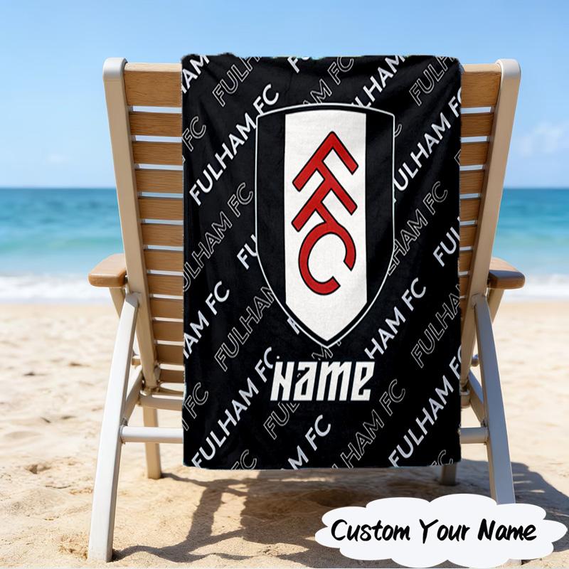 1PC Custom Name Beach Towel Fulham FC Crest Beach Towel, Suitable for Camping, Travel, Beach Accessories, Super Absorbent, Family Gift