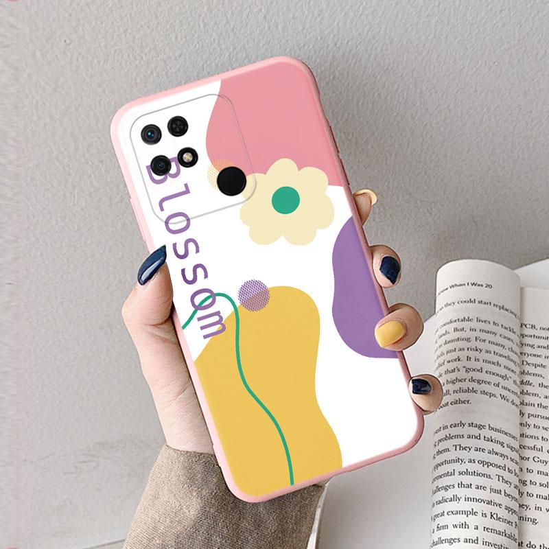 Case For Redmi 10 10C 10A Cute Heart Flower Back Cover Soft Silicone Matte Protective Funda For Xiaomi Redmi 10C Redmi10 Bag