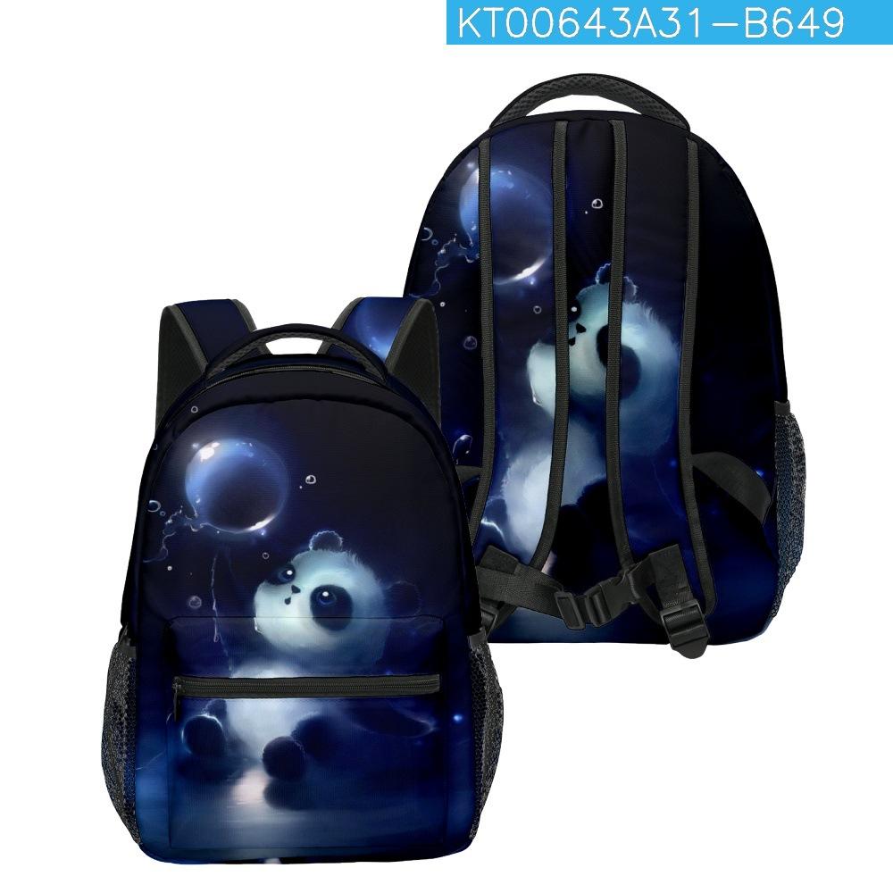 Hip Hop Kpop Jugendliche Schultaschen Unisex Niedliche Panda-Reisetaschen 3D-Druck Oxford Wasserdicht Notizbuch Schulrucksäcke