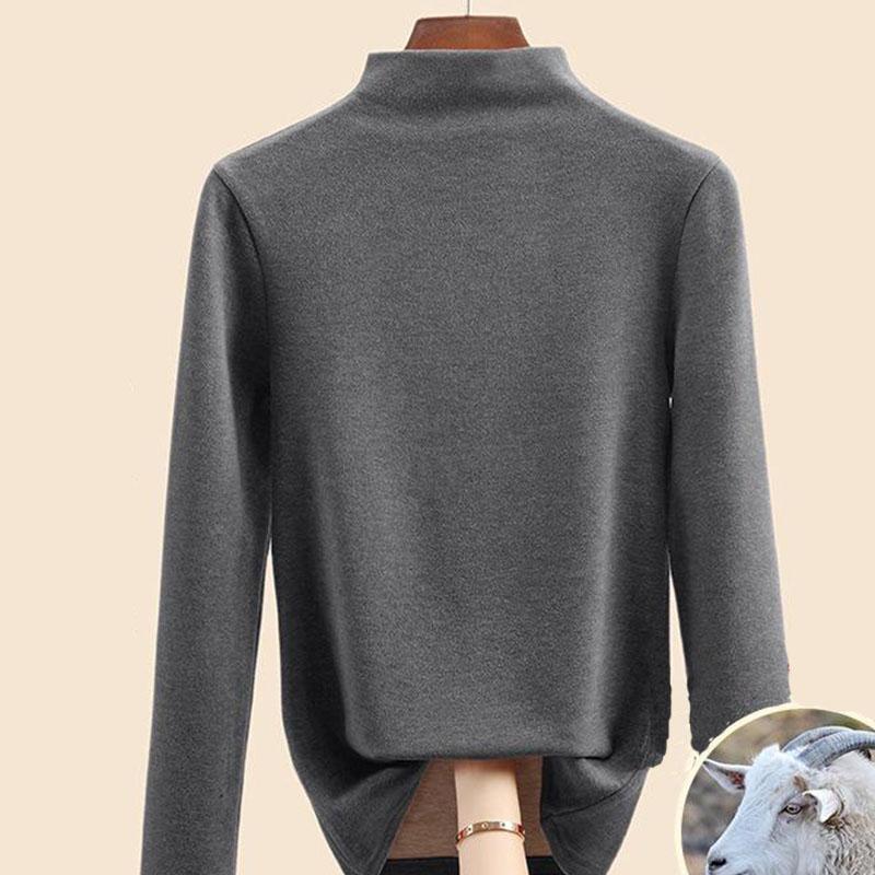 Jesienna i zimowa damska koszula z najniższym kaszmirem Dralon Mulberry Silk Półwysoki dekolt Wewnętrzne wyściełane włosy Ciepłe topy