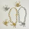 Exaggerated Rhinestone Metal Giant Spider Pendant Necklace Women's 2025 New Vintage Choker Ring Brooch Punk Party Jewelry Access