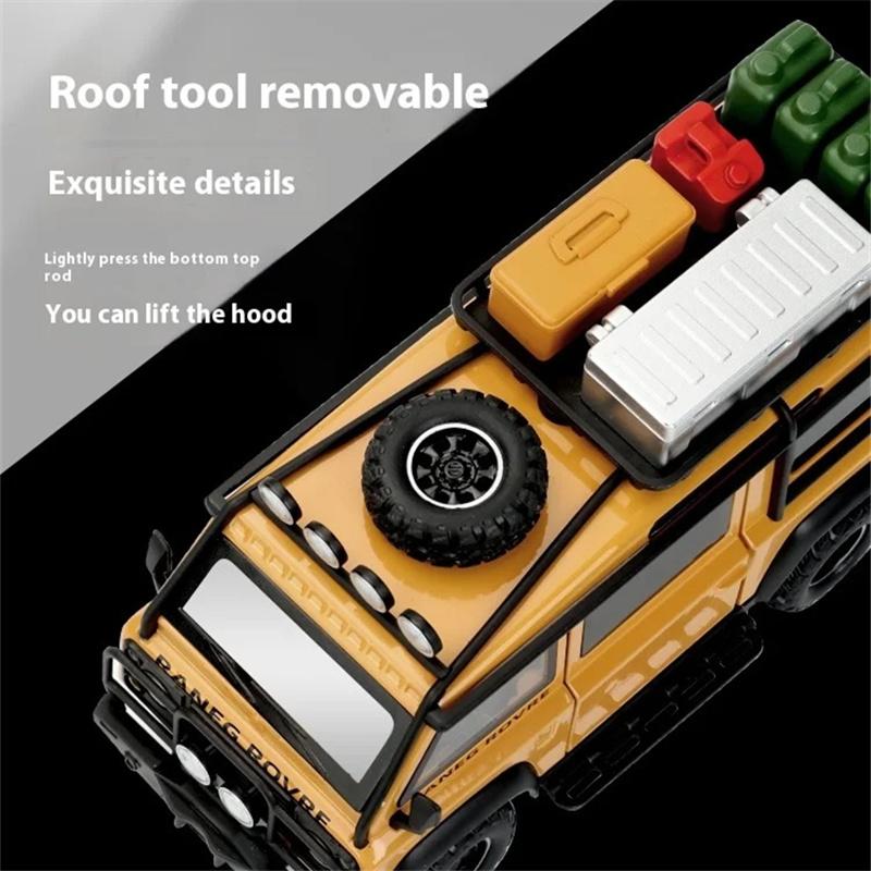 1/32 Land Range Rover Defender Van din aliaj de mașină de camping, model de jucărie din metal, vehicule de teren, model de mașină, lumină sonoră, cadouri pentru copii