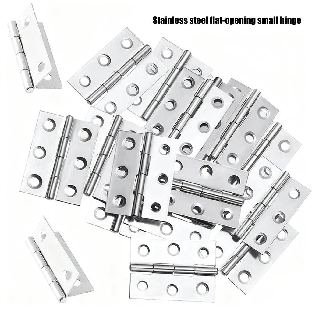 [2-inch (6-hole)] Stainless Steel Hinge For Wooden Box Furniture, Cabinet Door Hinge, Luggage,  Window, Pet Cage Accessory, Flat-opening Small Hinge