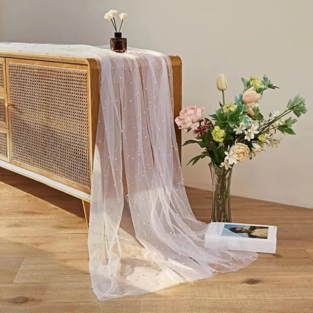 Household Luxury Wedding Table Runner Semi-Transparent Multi-color Gauze Tablecloth Romantic Long Table Runner Home Decoration