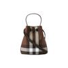 Burberry TB Exclusive Logo Lock Series Drawstring Closure Checkered Cotton And Leather Bucket Bag Mini Women bags Deep-Walnut-Brown 80662131
