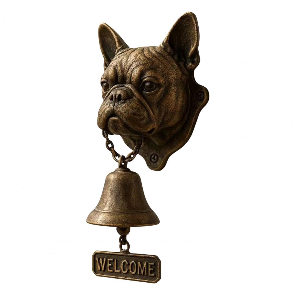 Wall-mounted Clock Decorative Doorbell Vintage Dog Welcome Door Bell Charming Puppy Head Shopkeeper Bell for Home Office