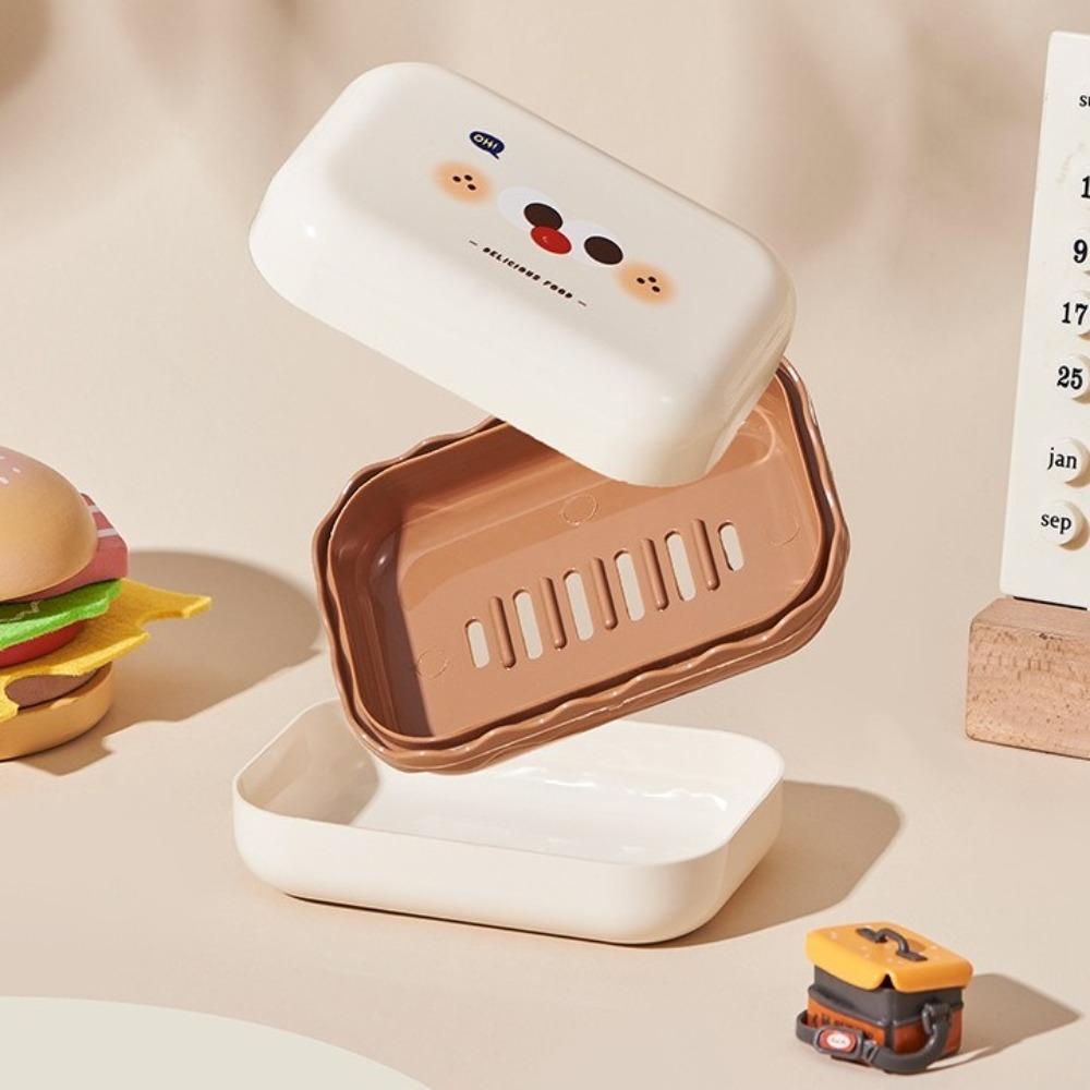 

Cute Travel Soap Box Plastic Soap Holder Portable Sponge Dish for Shower