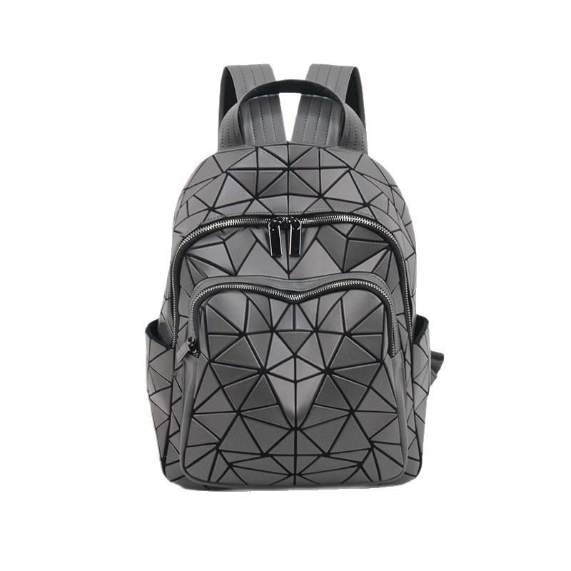 Moderner Unisex Rucksack mit Diamantmuster aus PVC für Freizeit und Reisen, mit großem Fassungsvermögen