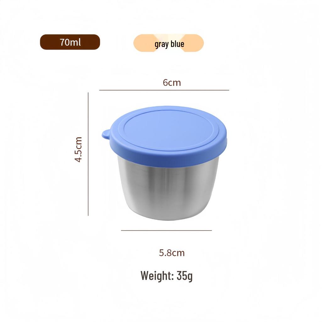Reusable Sauce Cup with Macaron Lid - 304 Stainless Steel, 40/50/70ML, Portable Dipping or Seasoning Dish.