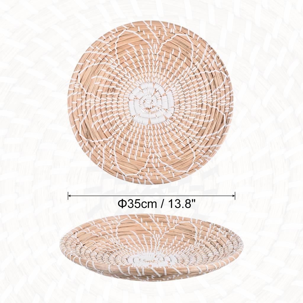 35cm Hängender Gewebter Wandkorb Natur Rattan Wandkorb Dekor Boho Bauernhaus Rustikal Dekorative Tischdeko für Wohnzimmer