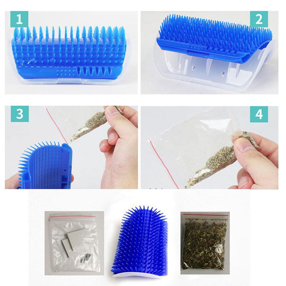 Self-grooming Cat Brush with Catnip Includes a Corner Massage Feature and Scratching Comb for Complete Pet Grooming