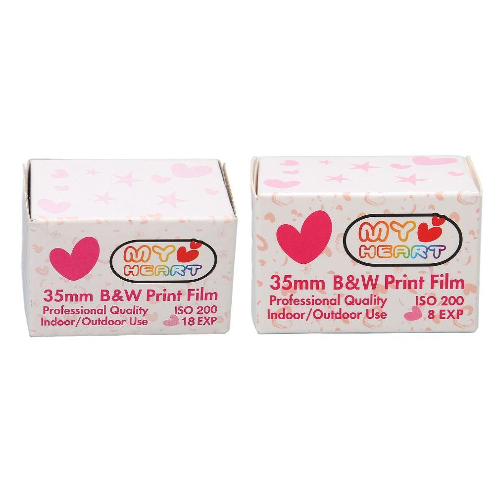Durable Loving Heart 35mm Black And White Print Film ISO 200 HD Waterproof 35mm Print Film 8/18 EXP Camera Film for 135 Cameras