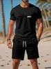 Men's sports two-piece set short sleeved T-shirt and shorts running and fitness sportswear summer promotion latest hot selling