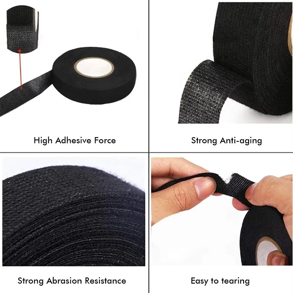 10M Heat-resistant Harness Tape Automotive Wiring Multipurpose Waterproof Tape Black Self Adhesive Electrical Insulating Tape