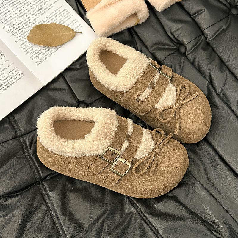 Women's fur one thick bottom heightening winter lightweight padded warm snow boots non-slip wear casual sneakers a stirrup cotton boots fur shoes