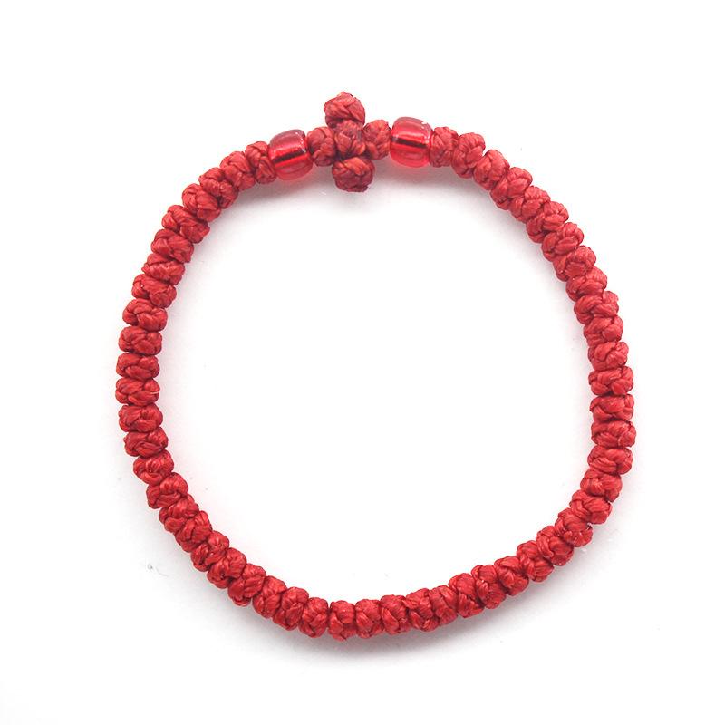 Eastern Orthodox Adjustable Prayer Rope, Hand Knotted Cord Bracelet With Geometric Cross Decor Unisex Multiple Color Options