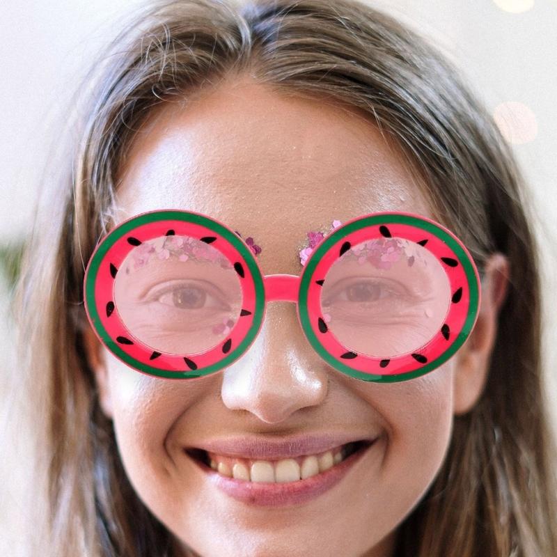 Fun Round Watermelon Design Eyewear Perfect For Theme Parties Cosplay Event Comfortable Lightweight PC Frame