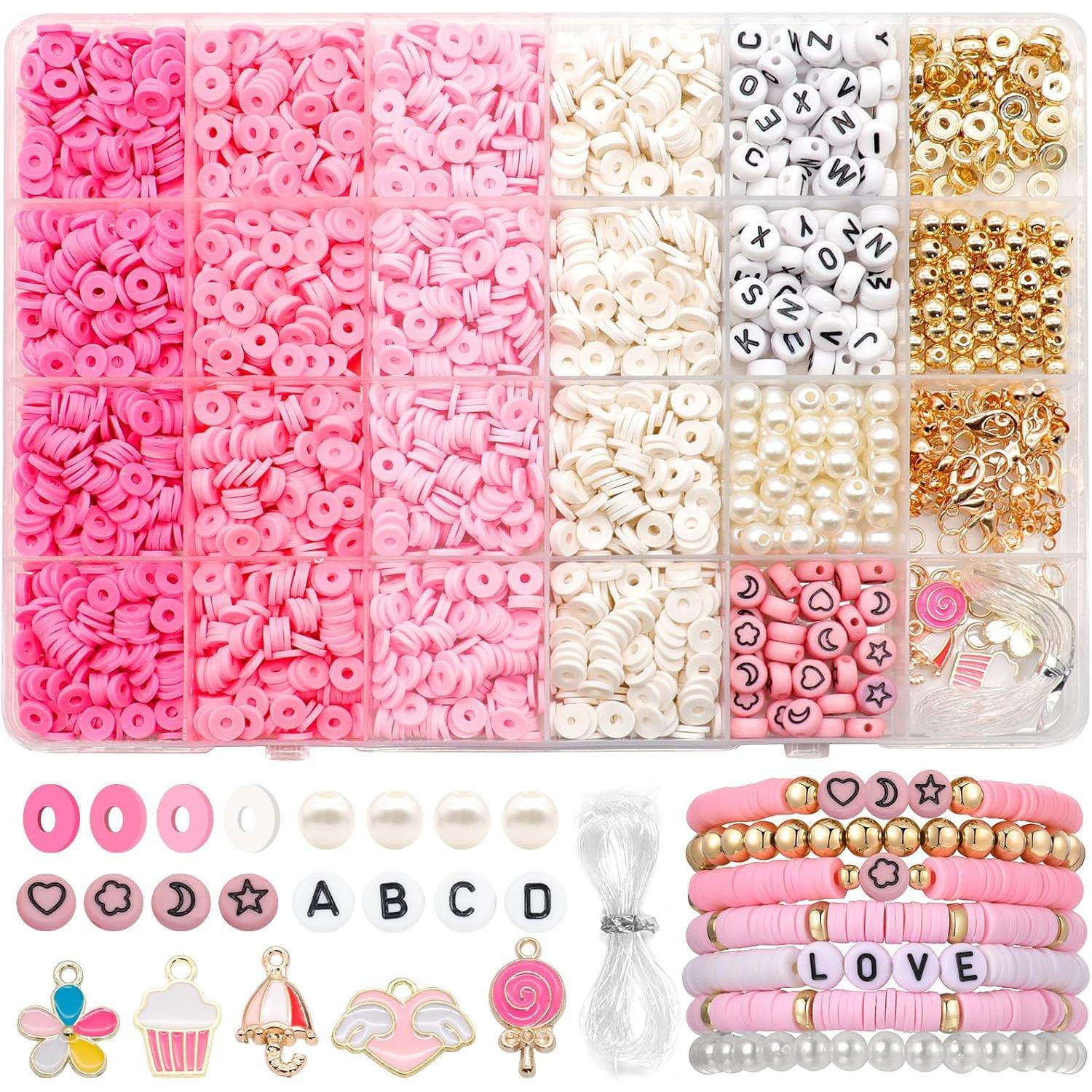 

Beaded Letter Bead Clay Bead Jewelry Bracelet Making Kit Diy Pink Pottery Sheet Set
