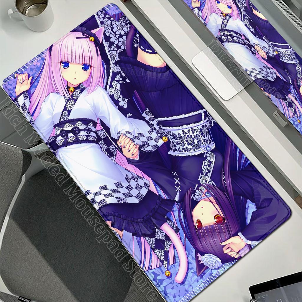 XXL Gamer Computer Desk Mat Nekopara Mouse Pad Cute Anime Girl Mousepad Carpet Office Laptop Mousemat Desktop Table Mat 900x400