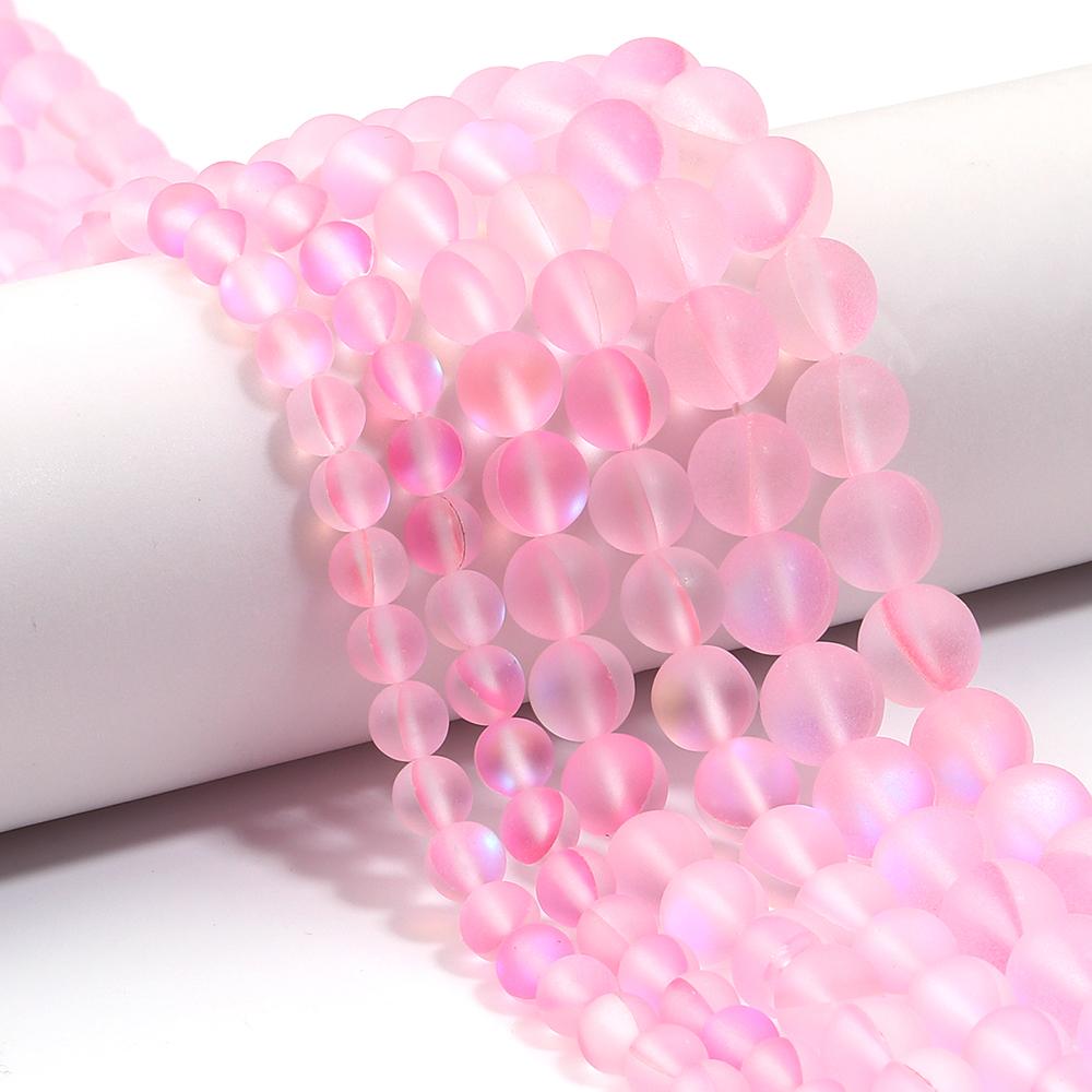 

Apx 26-60pcs 6 8 10 12mm Frosted Glitter Shining Mermaid Beads Synthetic Quartz Aurora Crystal Glass Beads for Jewelry Making 6mm Apx 60pcs