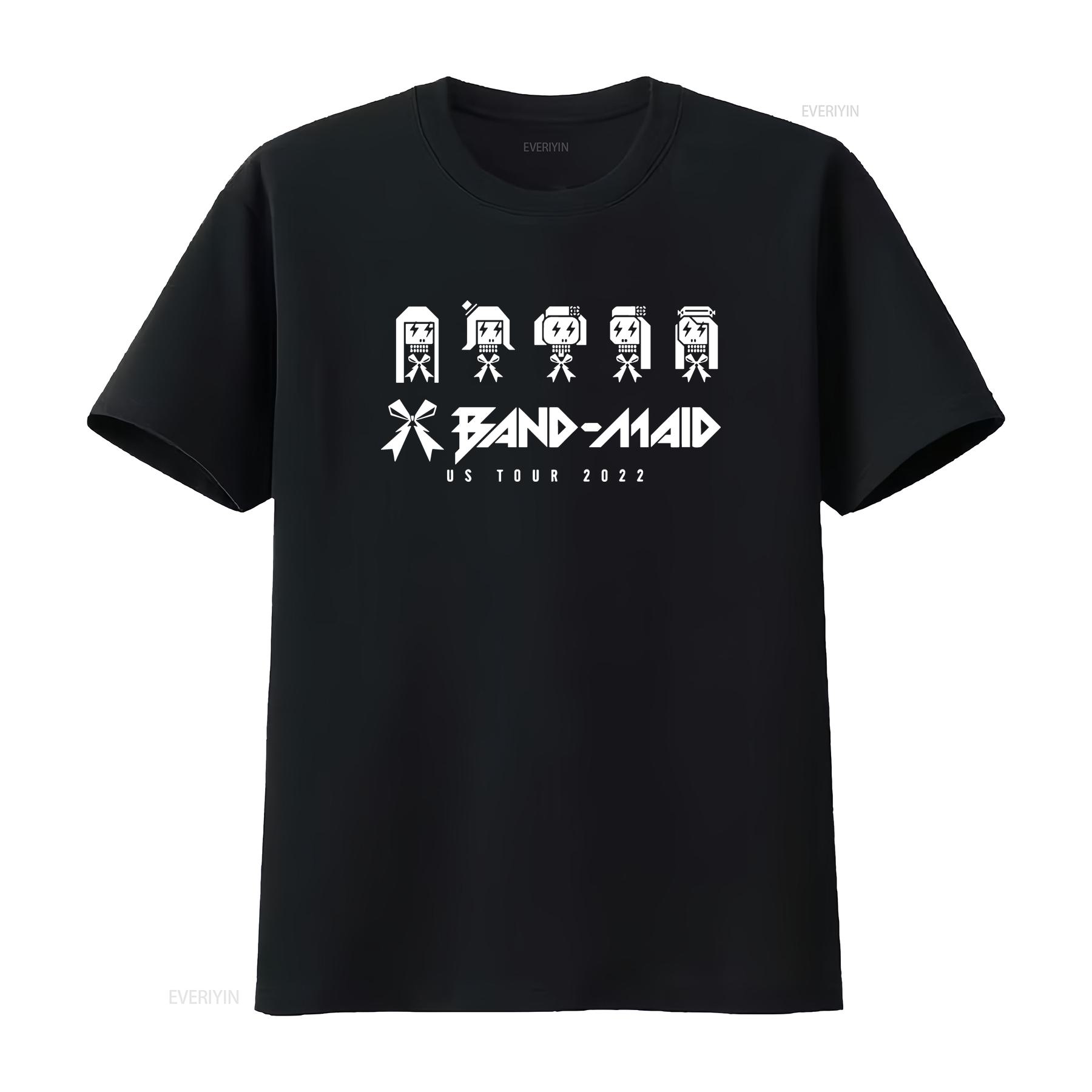 

New Band Maid Us Tour 2022 Japanese Rock Black T Shirt Size S 5XL vintage Washed Unisex Breathable Stretched Stylish homme 4XL