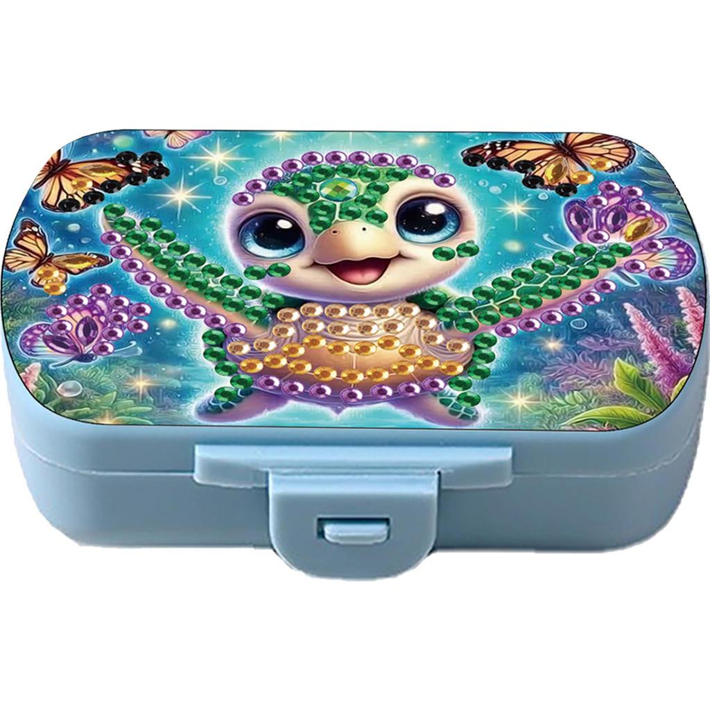Heart 5D DIY Diamond Painting Dot Pill Case Diamond Painting Pill Dispenser 6 Grid Moisture-proof Pill Organizer for Art Craft
