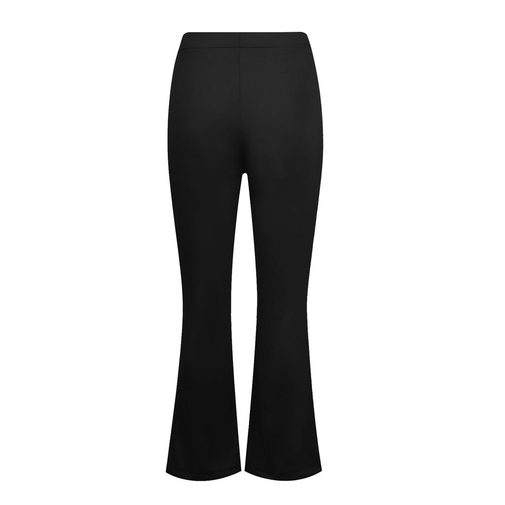 Women's Fashion Color Hem Split High Waist Casual Flare Pants