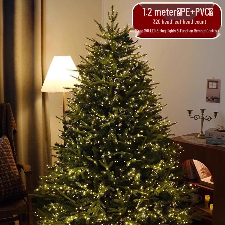 Large Artificial Christmas Tree with Dense PE and Lights - 2025 Children's Decorative Ornaments