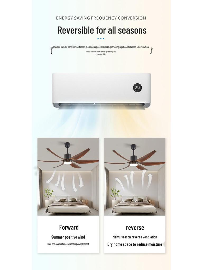 American Retro Smart Silent Ceiling Fan with Light, Large Five-Blade Design for Living Room or Restaurant