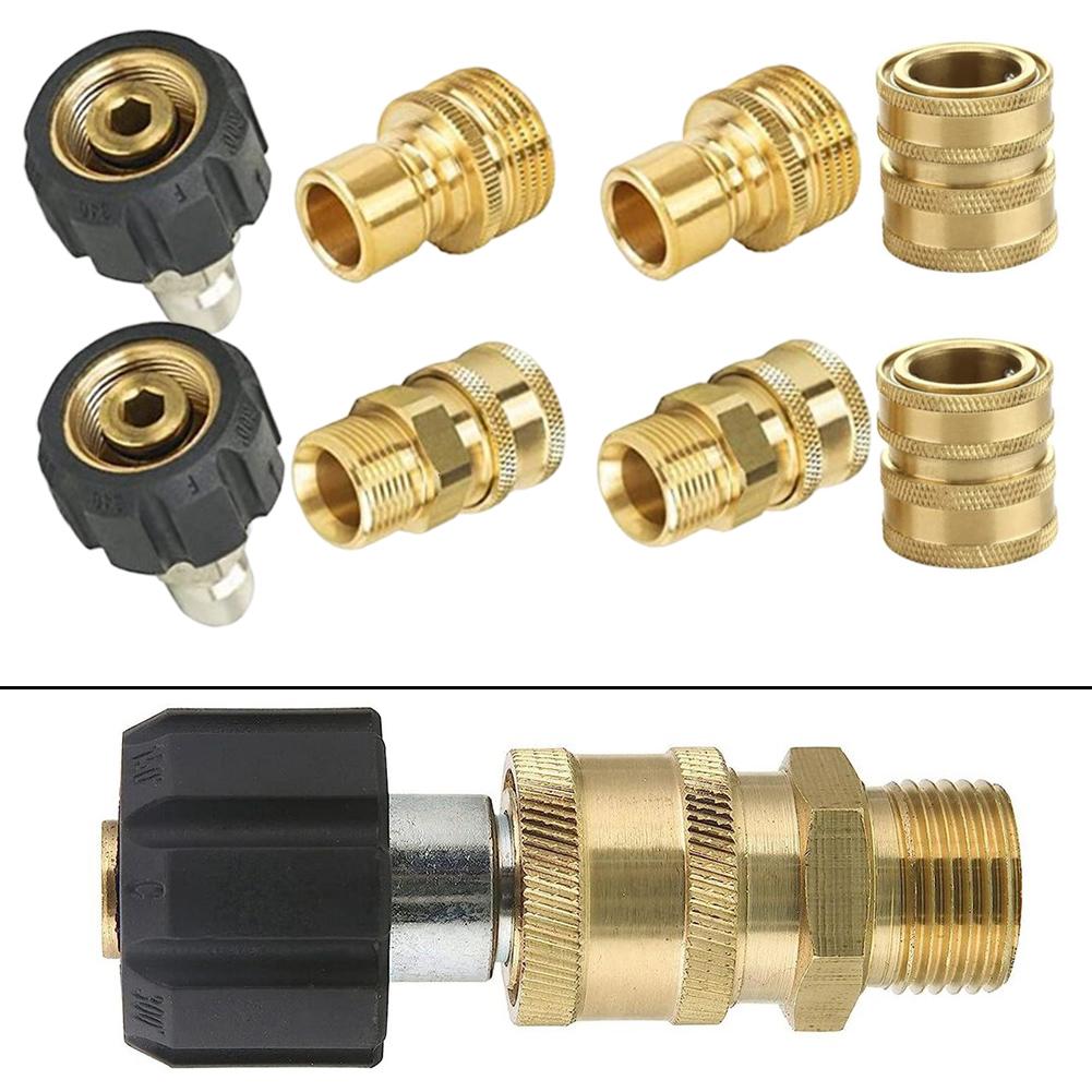 8PCS Pressure Washer Adapter Quick Release Coupling Set M22 3/8 IN 3/4 Inch High Pressure Washer Adapter Kit