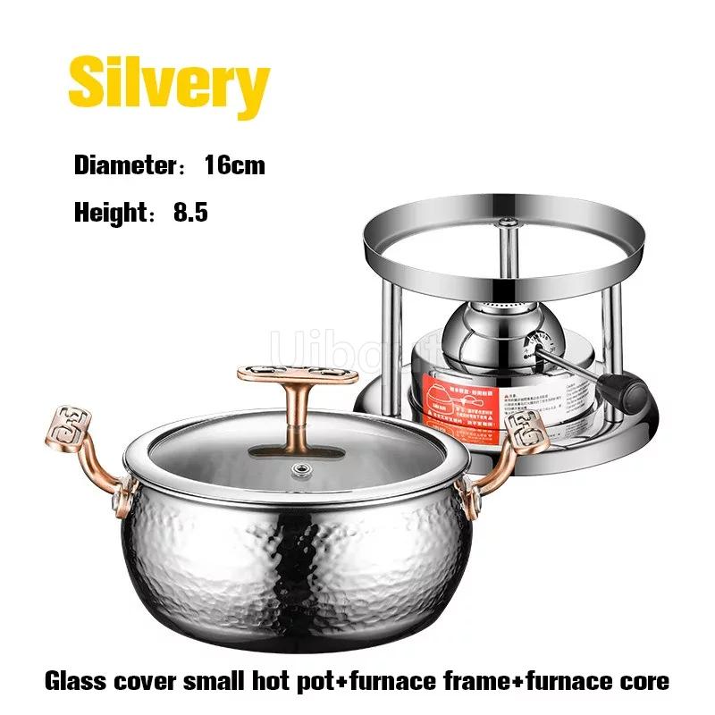 Commercial Inflatable Hotpot Special Pot for Induction Cooker Olla Thickened 304 Stainless Steel Single Person Small Hot Pot