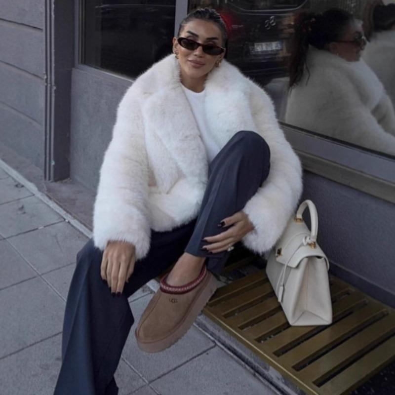 Spice girl high temperament imitation fur environmentally friendly fluffy short coat warm loose versatile fashion new winter girl