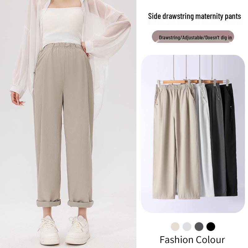 

2026 Spring Maternity Wide-Leg Pants with Side Drawstring Adjustment XL колір світло кави