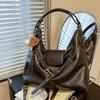 Womens Retro Solid Color Tote Bag With Dual Shoulder Straps And Inner Pocket For Casual Outings