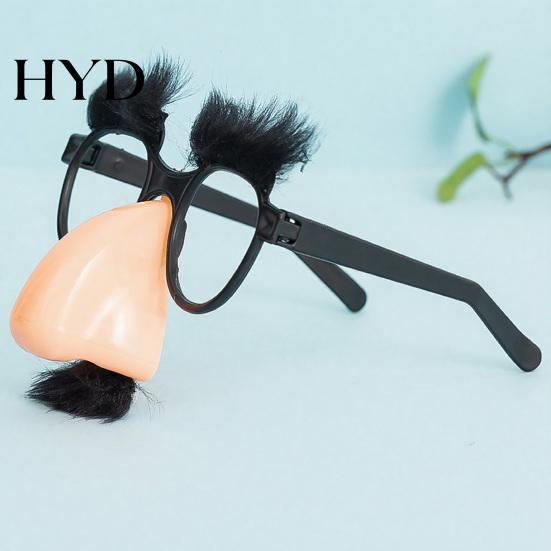 Comedic Disguise Glasses Funny Big Nose with Eyebrows And Curly Beard Humorous Photo Booth Props Eyewear for Costume Parties Halloween Booths Novelty
