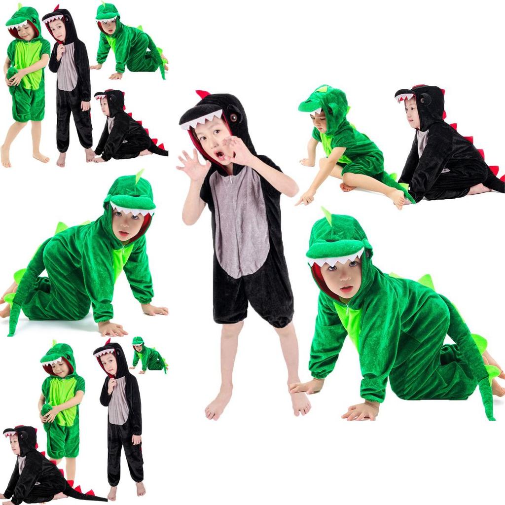 Adorable Halloween Childs Dinosaur Costume Crocodile Jumpsuit For Fancy Dress Parties