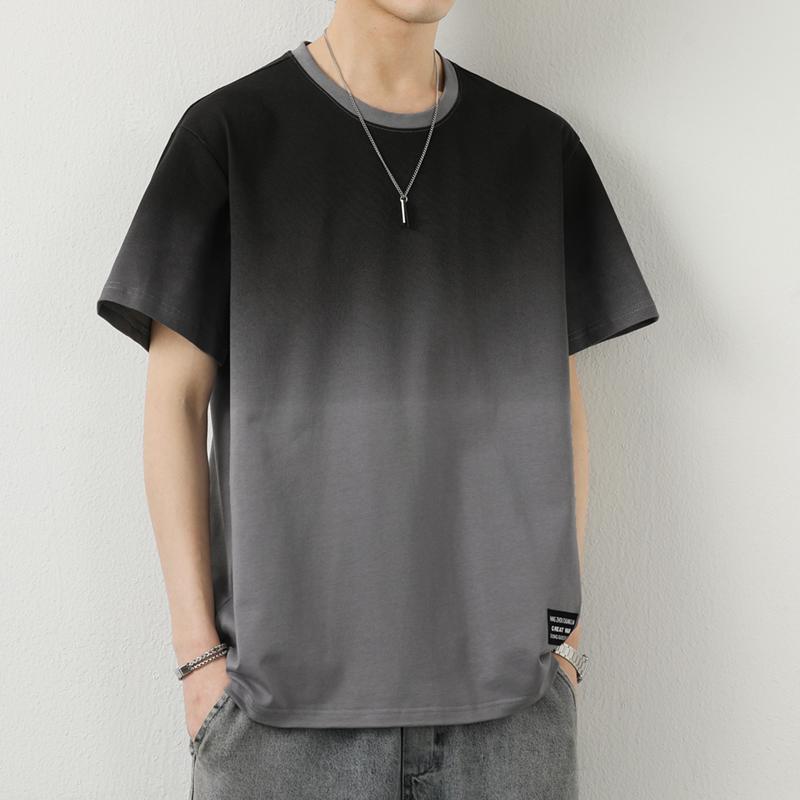 Men's Gradient Crew Neck T-Shirt - Casual Short Sleeve Top