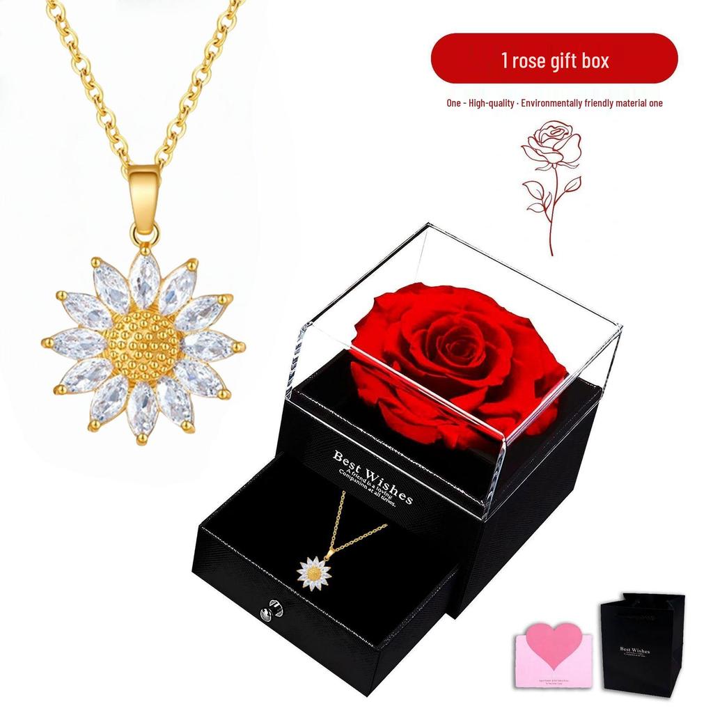 Trendy Sunflower Zircon Necklace: Elegant Clavicle Chain in Light Luxury Minimalist Design