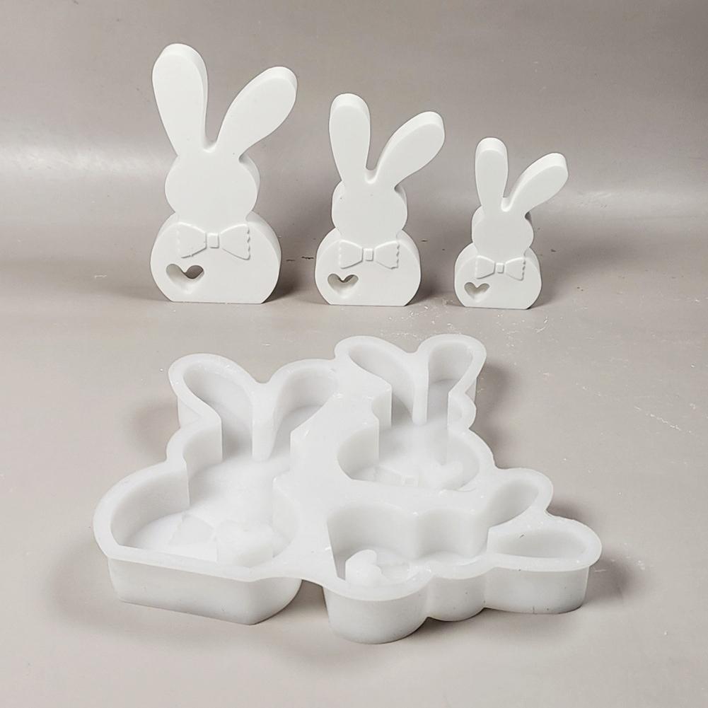Silicone Easter Rabbit Mould DIY Animal Statue Cement Mold Non Stick Easter Egg Bunny Mold Plaster Mould for Easter Party