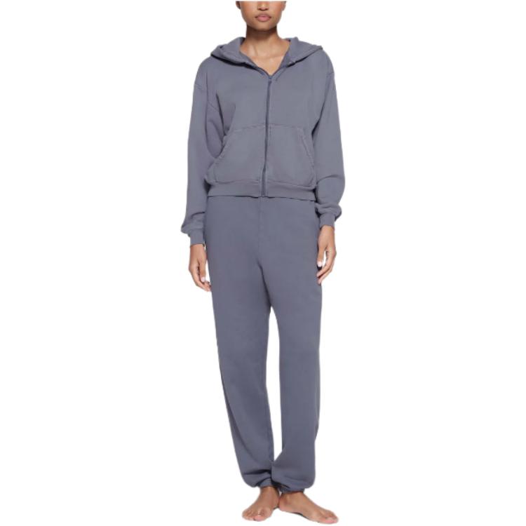 SKIMS French Terry Classic Zip Up Hoodie Women Hoodies Steel-Blue TP-ZUP-4905-SLB