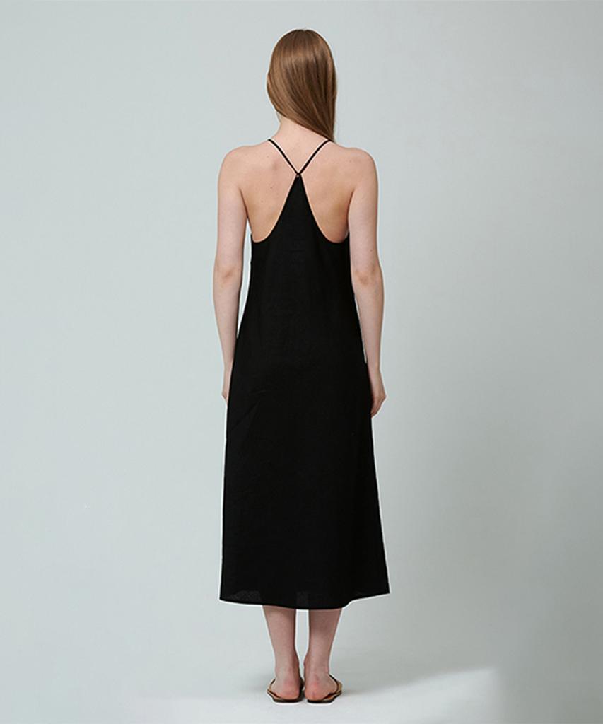 PINBLACK Linen Halter Dress Black